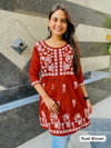 Adaa Rayon Chikankari Embroidery Short Kurtis Wholesale Price In Surat